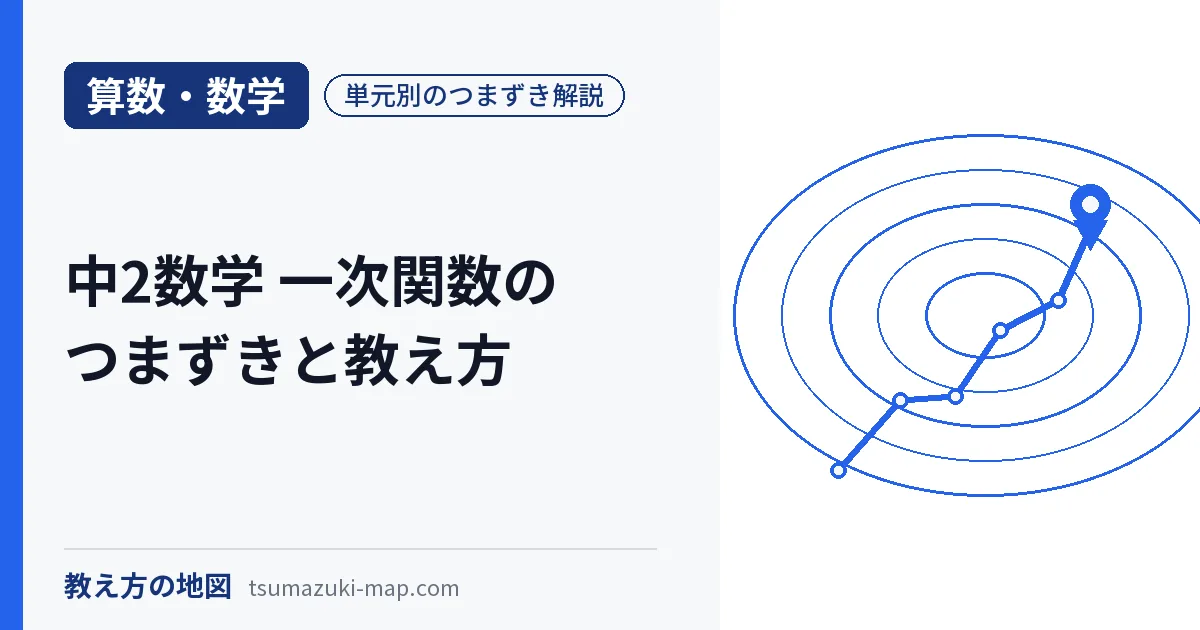 中2数学の一次関数の教え方を解説する記事のアイキャッチ
